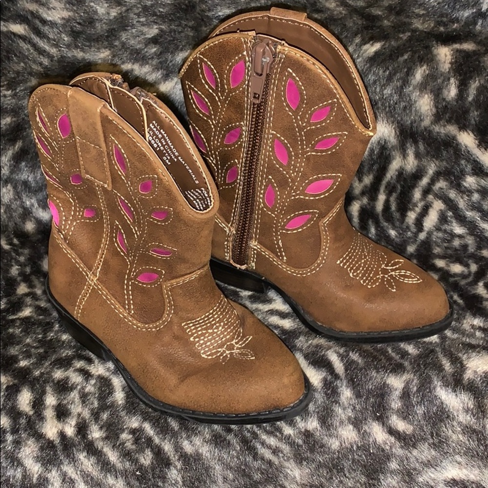 Rodeo Ropers- brown and pink- cowgirl boots